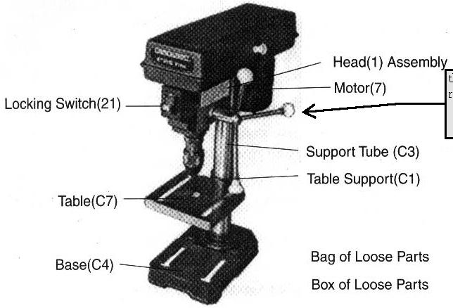 Unpacking When unpacking, check to make sure the following parts are included. Refer to the Parts Lists and Assembly Drawings located at the end of this manual.