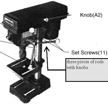 Remove all packing and protective material from the Drill Press components. Position the Base (C4) on a level and sturdy table for mounting.