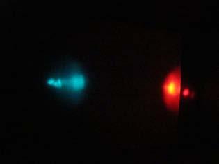 Figure 4: Light at different distances as captured by the anaglyph camera without touching them. Figure 4 shows two example pictures of a light taken at two different distances.