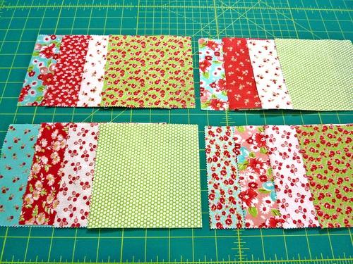 Create the top/bottom squares NOTE: Remember, all seam allowances are figured at the traditional ¼" quilting seam allowance. 1.