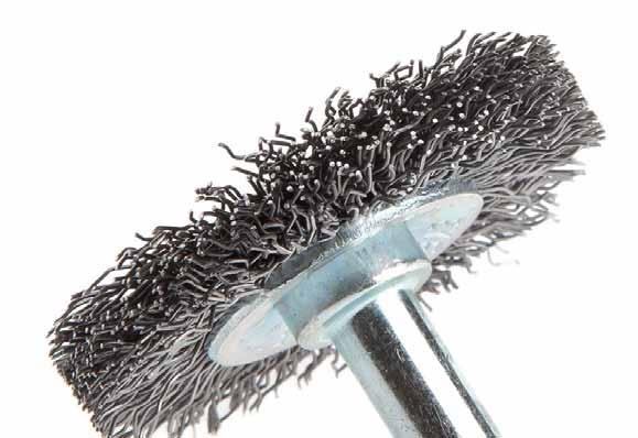 crimped wire wheels Stem mounted wire wheel brushes designed for easy access into narrow holes and confined areas. Crimped style for light- to medium-duty applications.