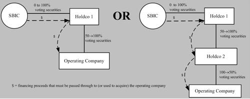 through an intermediate holding company in which the holding company owns a sufficient percentage of the outstanding voting securities that would enable the holding company to own indirectly (through