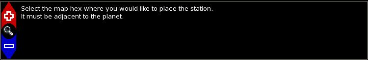 Figure 18: Data Display area direction you to place your station on the map. To place your station simply click on one of the six hexes around the planet. Clicking anywhere else has no effect.