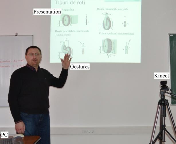 In order to improve the quality of presentations will be used Kinect sensor and Wii Remote. The Kinect sensor is able to use for human body tracking.