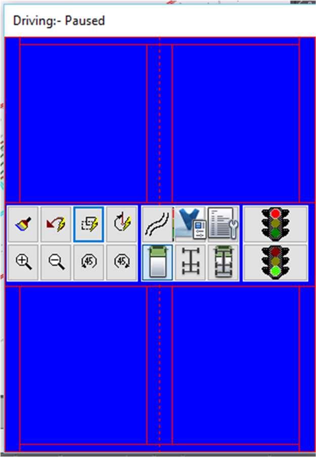 Position Vehicle dialog Next, the Manual Drive dialog appears. Using your mouse, place the cursor in the area of the box that corresponds with the direction you want to move the vehicle in the model.