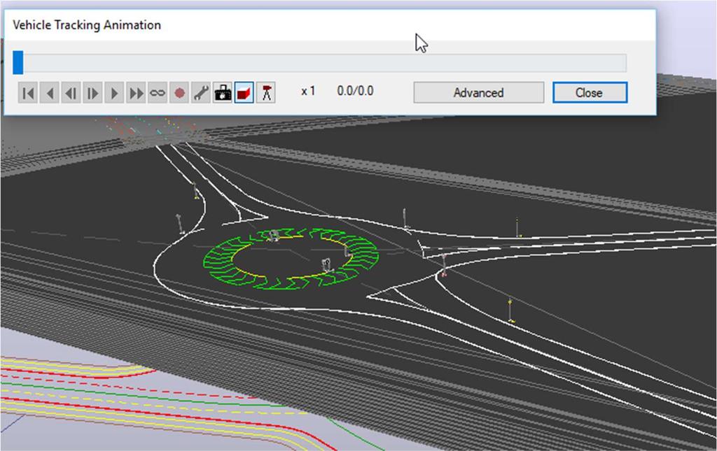 The model will change to a 3D model. Next, click Play from the toolbar and watch as the vehicles move.