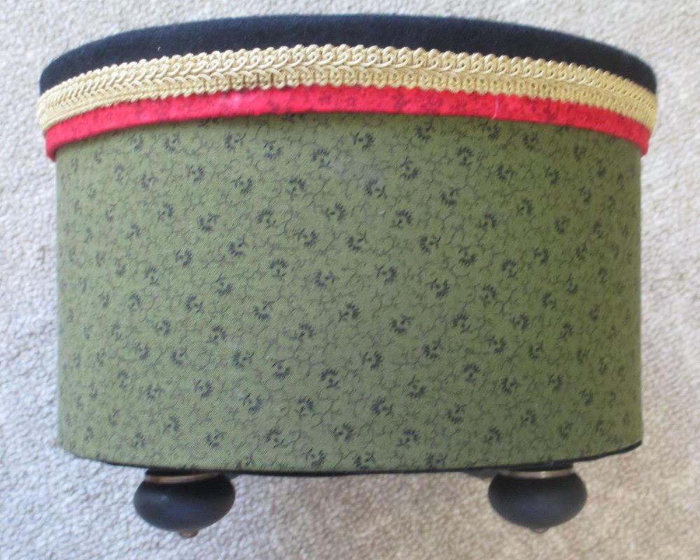 Kathy takes you through the steps of using Mod Podge to cover the outside and the inside of a 10 round paper mache box with reproduction fabrics.