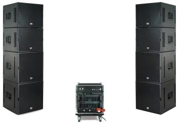 In its basic configuration, the COBRA-2 SYSTEM consists of four COBRA TOP midrange/high-frequency enclosures, four COBRA SUB subwoofers, a ready cabled and programmed 12 U amp rack, the CSR-12, as
