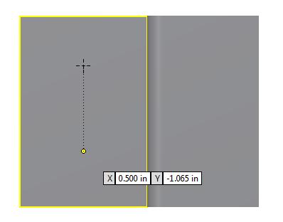 We place the cursor over the top yellow line of the plane to find the midpoint and we place a point towards the top of the plane and another