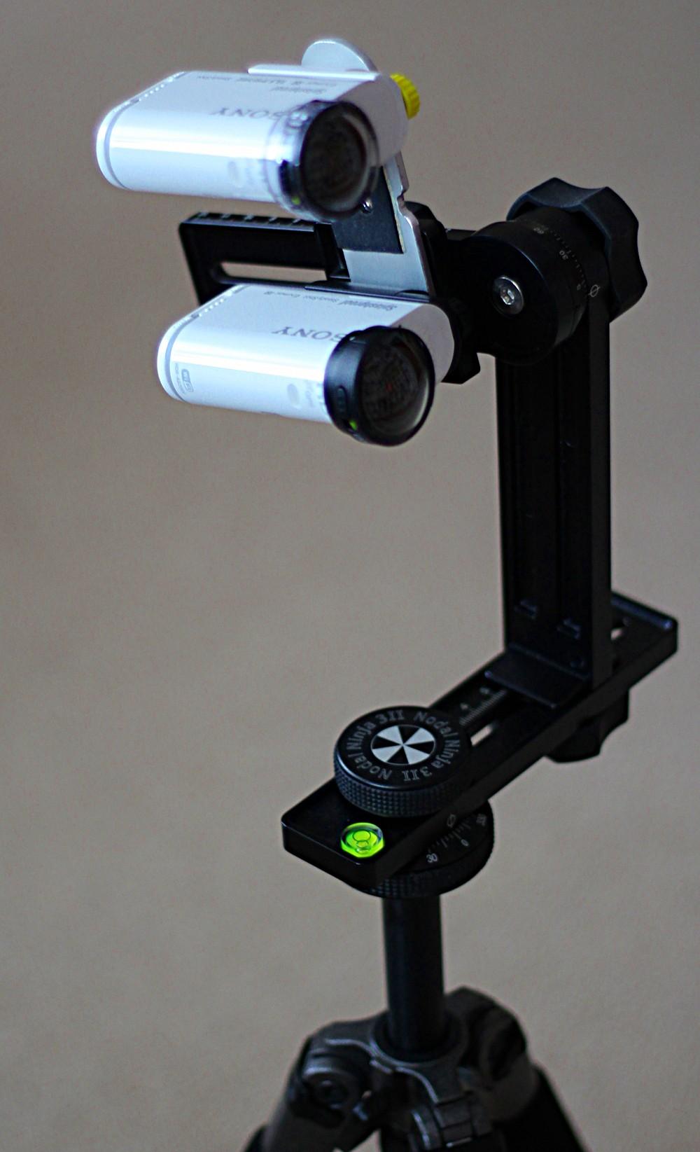 Figure 3: Sony Actioncameras on Nodal Ninja mount. The second parallel camera is used to take depth images.