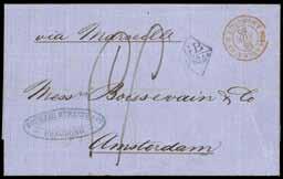 11) origin and Amsterdam arrival c.d.s. (both across the join), rated 55, fine, an unusual destination for this accountancy handstamp. From the Philippe Orsetti collection.