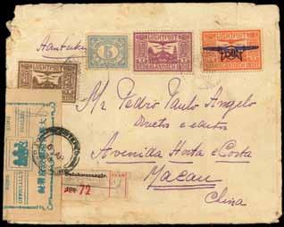 4528 1954 (10 Mar.) airmail envelope from Sydney to Hong Kong from the Constellation Belfast airplane crash, bearing Australia 2s., 1s., 6d. and 3d.