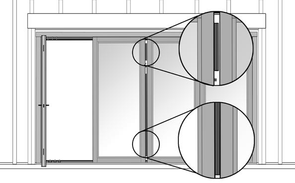 Slide panels apart just enough to find a flat (non weather stripping) edge to align doors to. 2. Check top and bottom to see if there is a larger gap at top or bottom.