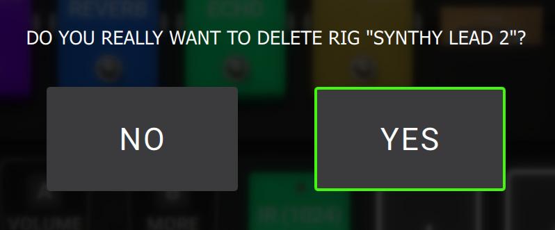 In the screen that appears, use the keyboard that appears to enter a name, and then tap Save. That rig will be saved, and the new rig will load.