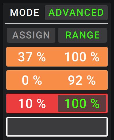 To set the expression pedal mode, tap the button above Range in the upper-right corner to select Classic or Advanced. Classic: You can assign one parameter to each expressional pedal (A and B).