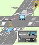 vehicles approaching or pedestrians around intersections" and "information of