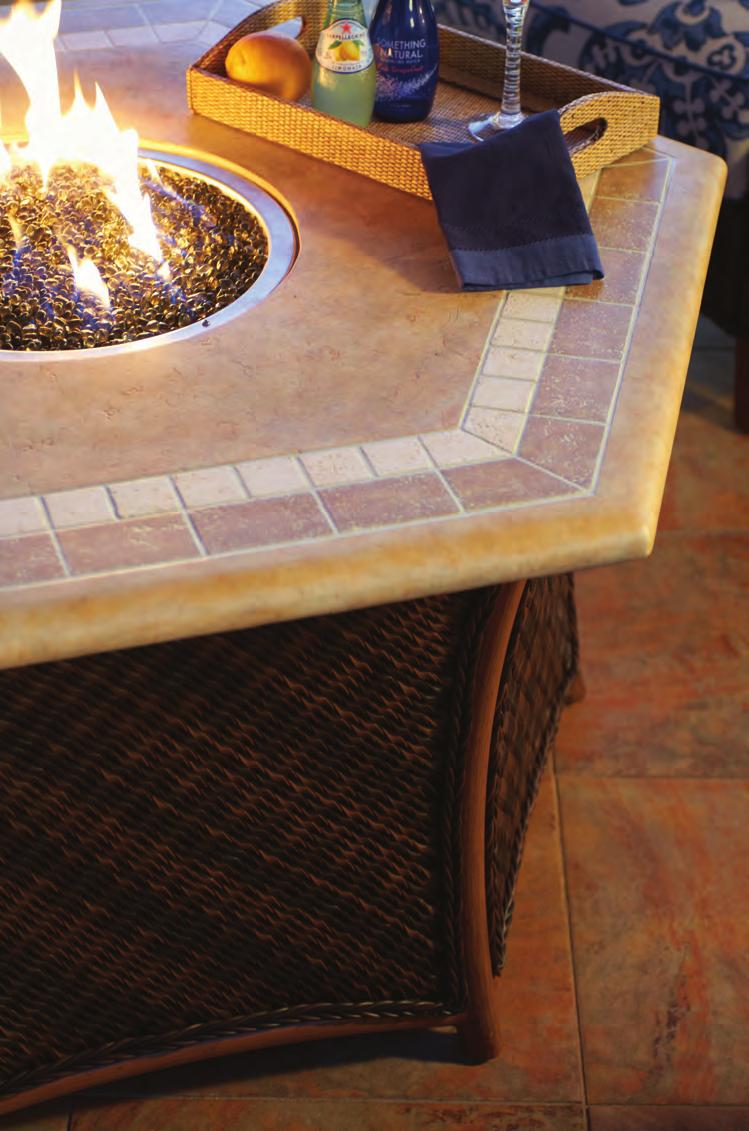 The hexagonal top and gentle concave sides on the Lanai fire pit offer the perfect