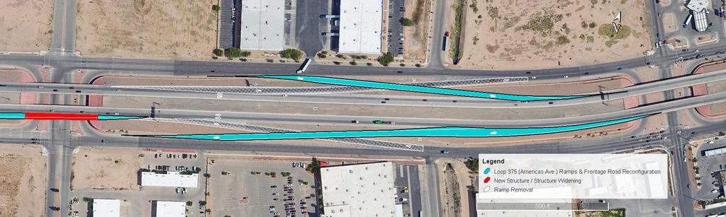 Ramp Layouts Ramps between Pan American Drive and Socorro Road Remove northbound exit ramp to Socorro Road and place a new