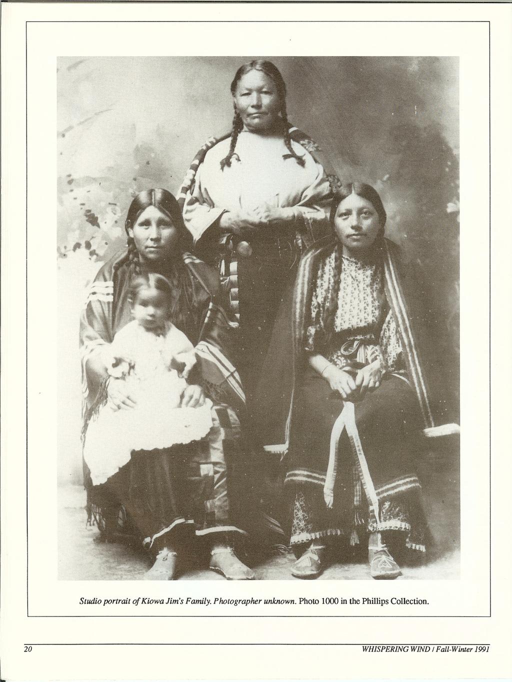 Studio portrait of Kiowa Jim's Family. Photographer unknown.