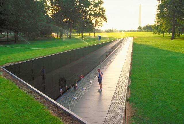 The Memorial was designed as a place to for people to grieve. The memorial is made of highly reflective black granite.