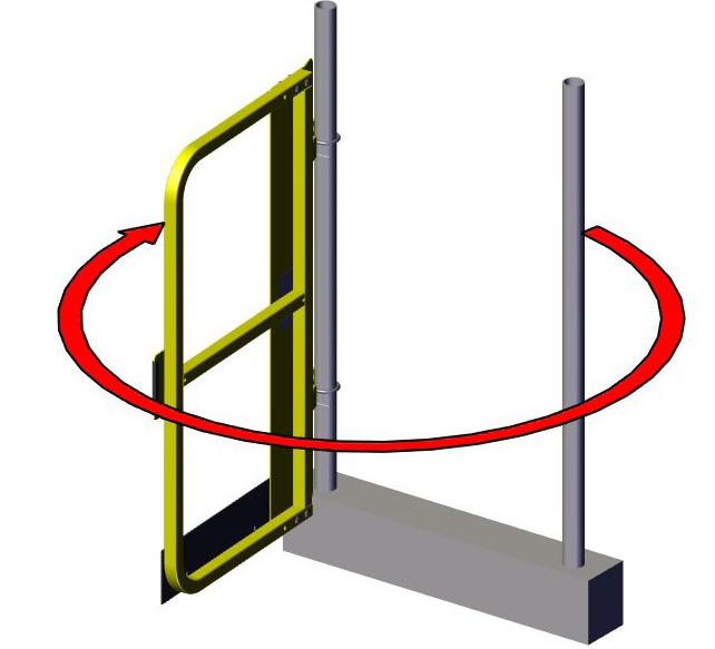 Ensure strike plate overlaps and contacts vertical railing