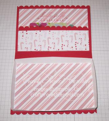 Take a 2-1/8 x 5-1/8 piece of Real Red card stock and using the Scallop Edge Border punch, punch one long side.