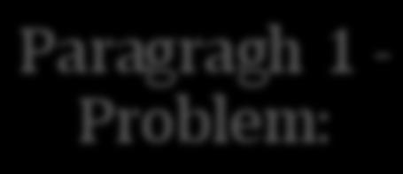Paragragh 1 - Problem: Every Day Problem How this Problem Shows