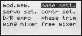 Base settings Basic model-specifi c settings for fi xed-wing model aircraft Before you start programming specifi c parameters, some basic settings must be entered which apply only to the currently