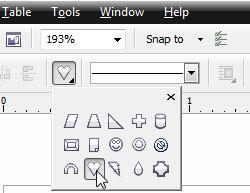 On the toolbar that runs horizontally across the top of the screen, click on the Perfect shapes icon and select the shape you d like to