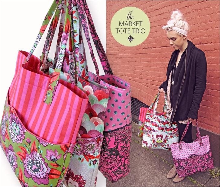 Published on Sew4Home Market Tote Trio in Tula Pink's Elizabeth: FreeSpirit Fabrics Editor: Liz Johnson Monday, 30 March 2015 1:00 eye-catch ing, adjective: immediately appealing or noticeable.