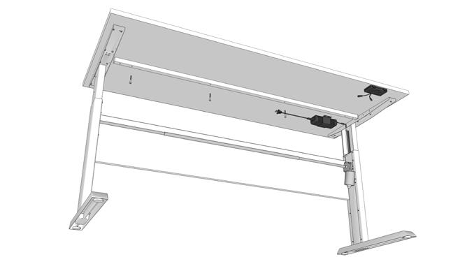 Optional: For desks 1500mm or wider, fix a worktop stiffening