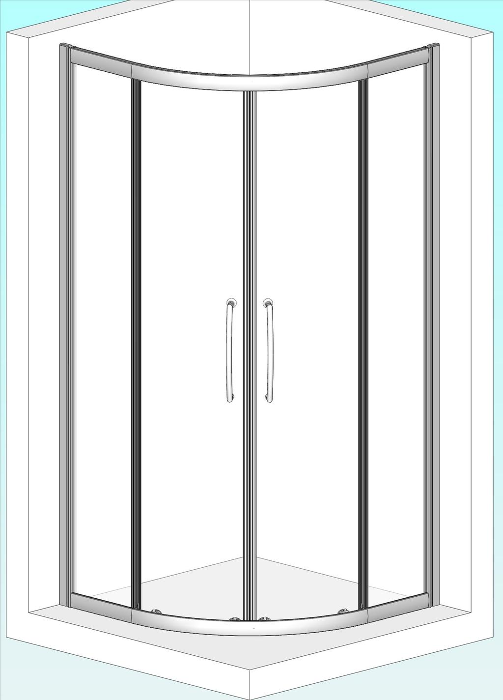 Double Door Quadrant Enclosure (V2 ~ Semi frameless).