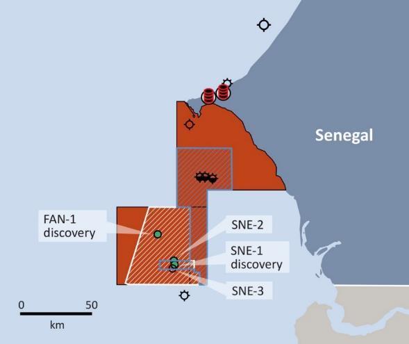 Senegal prospects and leads Contract area 7,490 km 2 Over 1