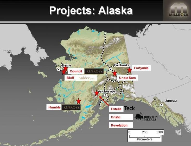 PROPERTIES AND PARTNERSHIPS Millrock currently owns and operates seven exploration projects in Alaska and three in Arizona. I.