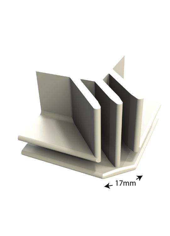 corner eliminates compound miter cutting on site To be used in conjunction with the 17mm plastic outside corner and 17mm plastic -