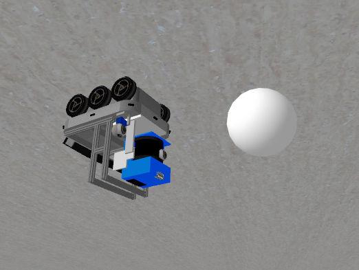 Figure 2: A snapshot from MACSim showing the KURT3D robot facing a spherical object. Figure 3: Phases of perception. Distance and shape features are extracted from the scanner range image.