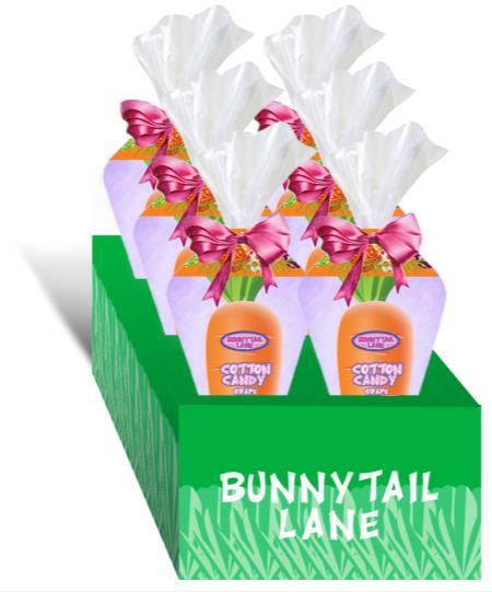 Cotton Candy 6ct PDQ Bunnytail Lane EASTER Cone Cotton Candy Open Stock Bunnytail