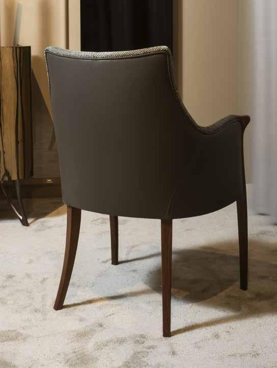 pelle Chair with arms in canaletto walnut,