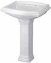 2018 PAGE 108-7 22-504 Maxwell Petite Pedestal Lavatory Large faucet deck Concealed front overflow Discrete back splash 4" centers Width 20-1/2", Depth 17-3/4", Height 33-3/4" 393887 White 22-504