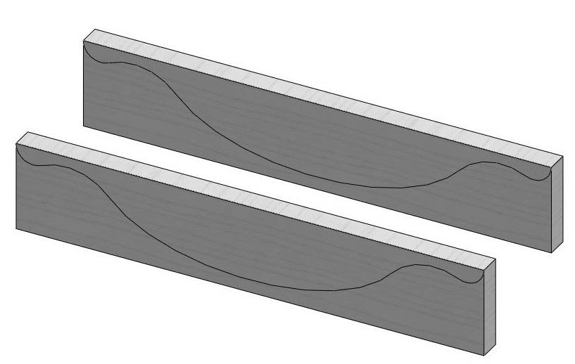 Identical curves on both Wood for base This can then be traced around to mark the same curve onto