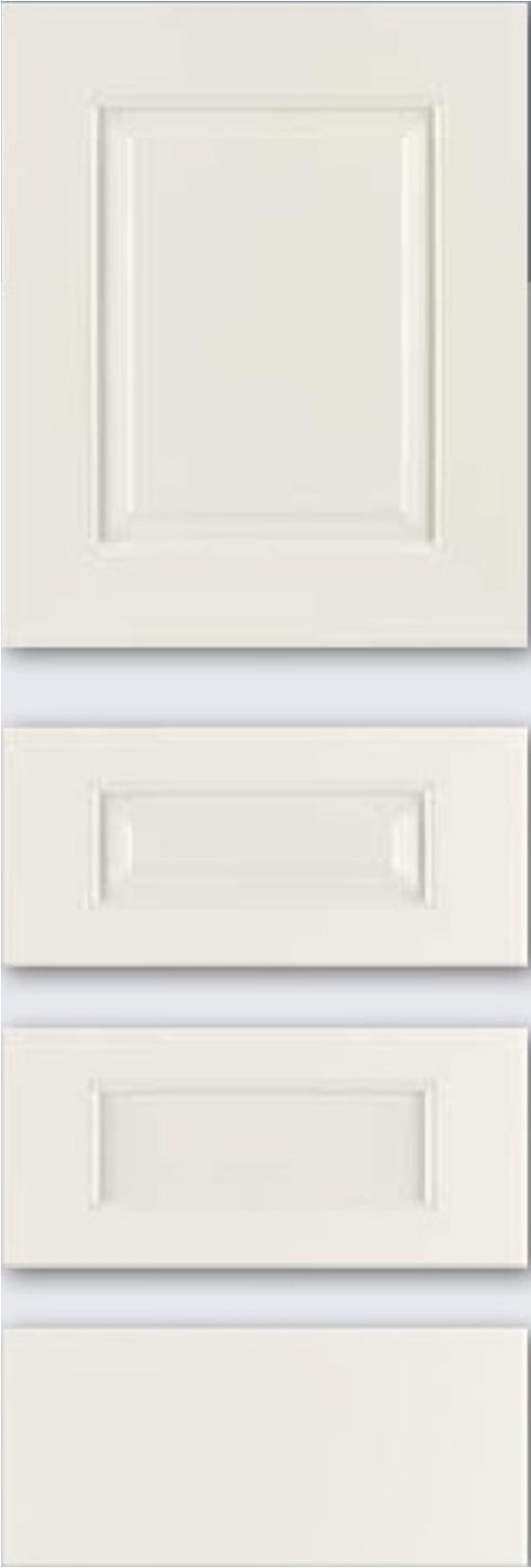Yarmouth Raised panel door Ivory paint Full-overlay design Raised-panel door style 5-piece matching, 5-piece recessed or slab top drawer front