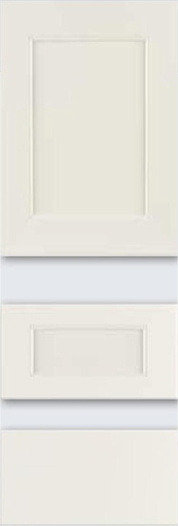 Trenton Recessed panel door Ivory paint Full-overlay design Recessed-panel door style 5-piece recessed or slab top drawer front