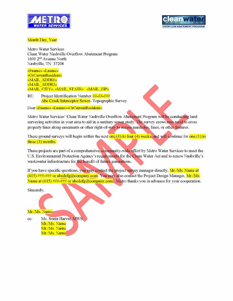 Section 5 Sample Property Owner Notification Letter The Word template for this document will be