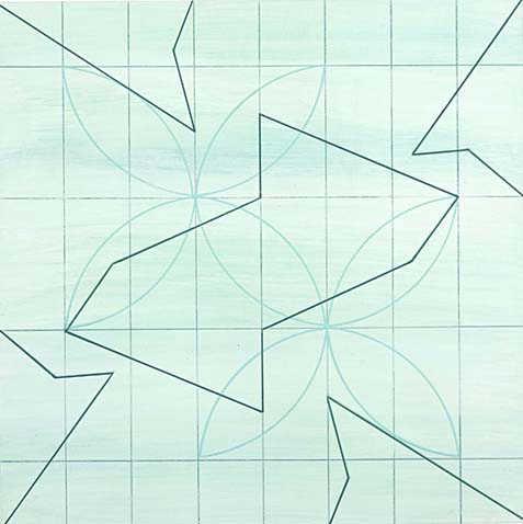 Diagonal Thinking 52, Acrylic on paper, 16 x 16 Anne Krinsky, Meditation, Acrylic, pencil, crayon,