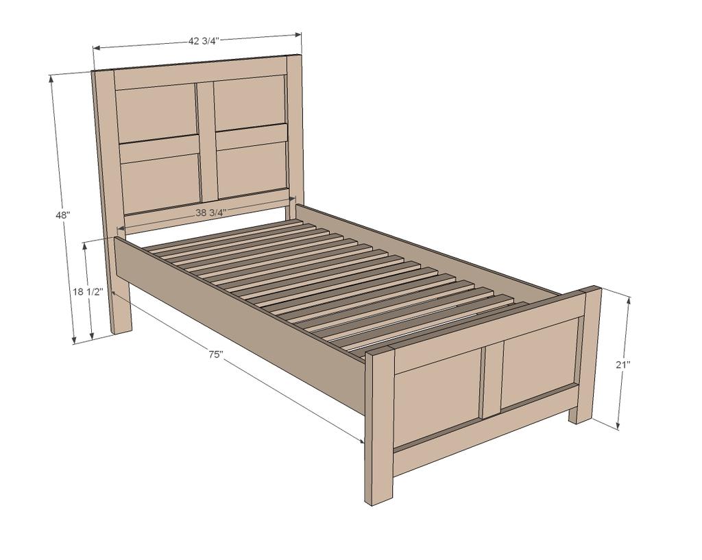 Style: Children's and Kid's Room Furniture and Toy Plans [12] Dimensions: Twin Sized - Dimensions shown above.