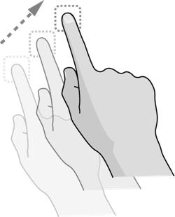 Apropierea/depărtarea degetelor În unele aplicaţii (precum Hărţi, browser web şi Galerie) puteţi mări şi micşora poziţionând două degete pe ecran simultan şi