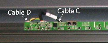 (1) (1) Disconnect the two cables (CABLE C and CABLE D) from the weight stack sensor of the guide; (2) Remove the 4 nuts and