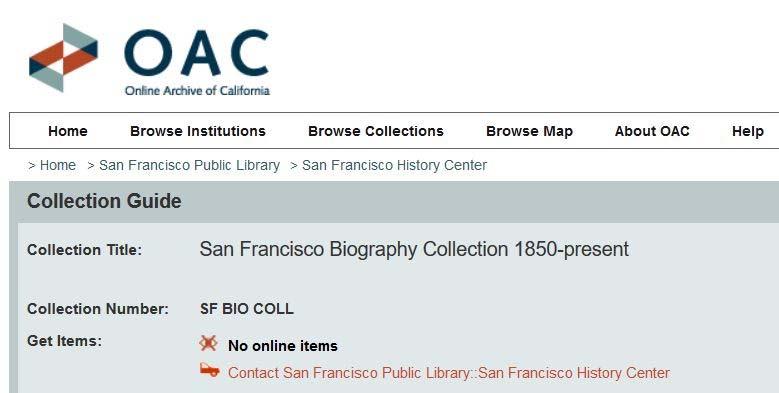 Archive of California (OAC) SFPL
