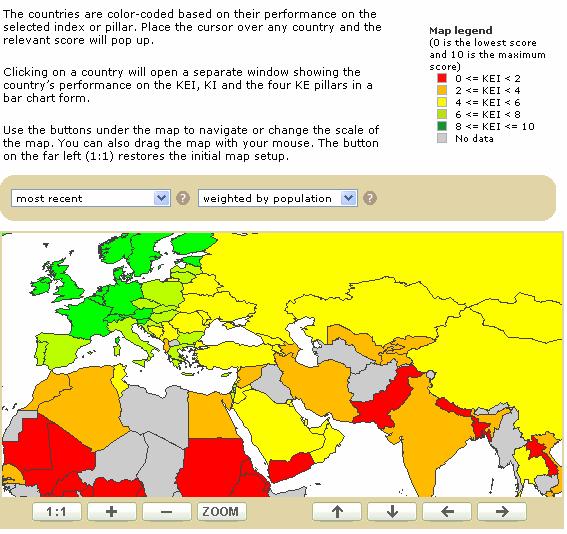 Egypt in KAM The World Map provides a colourcoded map for the global view of the world s KE readiness for 1995 and the most recent year.