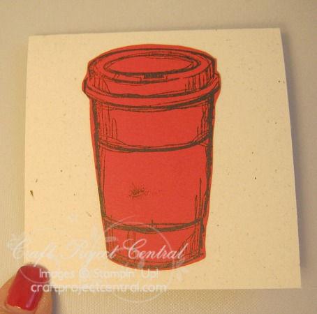 Using Jet Black StazOn ink, stamp the cup image on